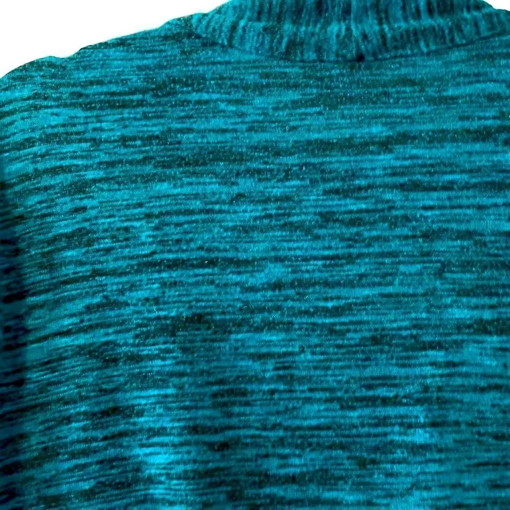 Laura Scott open front dark aqua convertible sleeve cardigan L